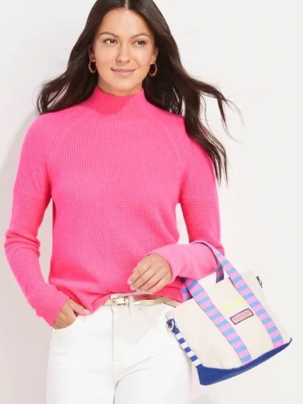 VINEYARD VINES, Seaspun Cashmere Waffle-Knit Mockneck Sweater, Size Small, NEW